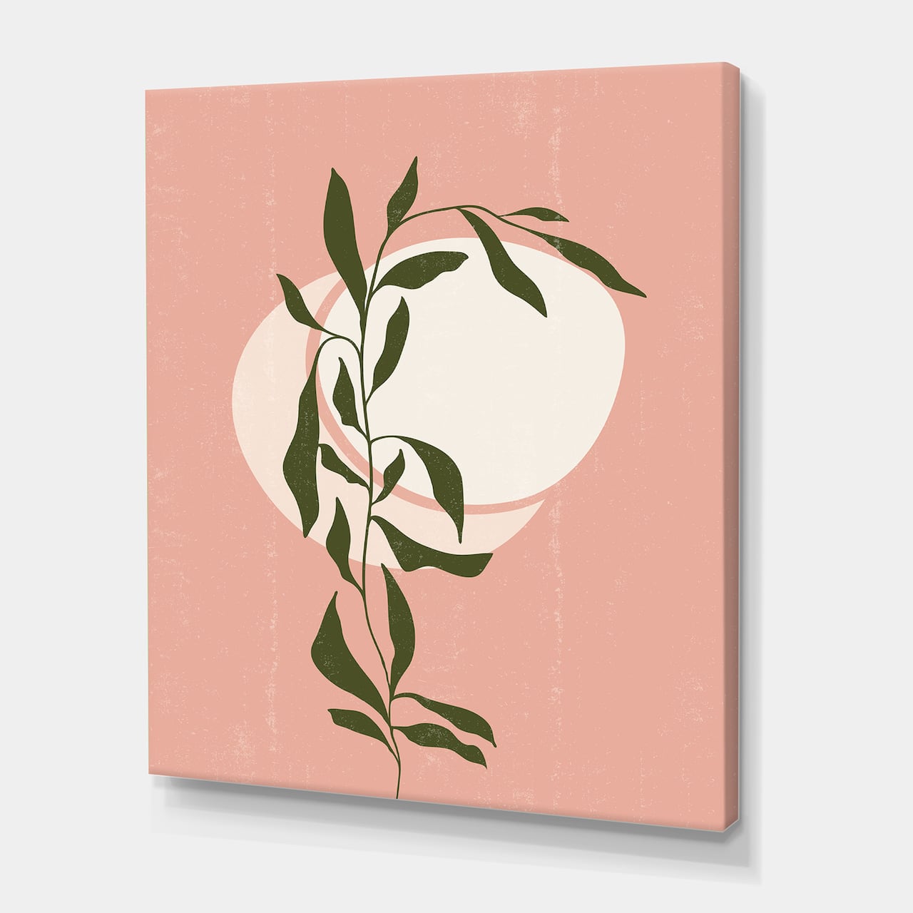 Designart - Abstract Geometrical Sun and Moon With Leaf VI - Modern Canvas Wall Art Print